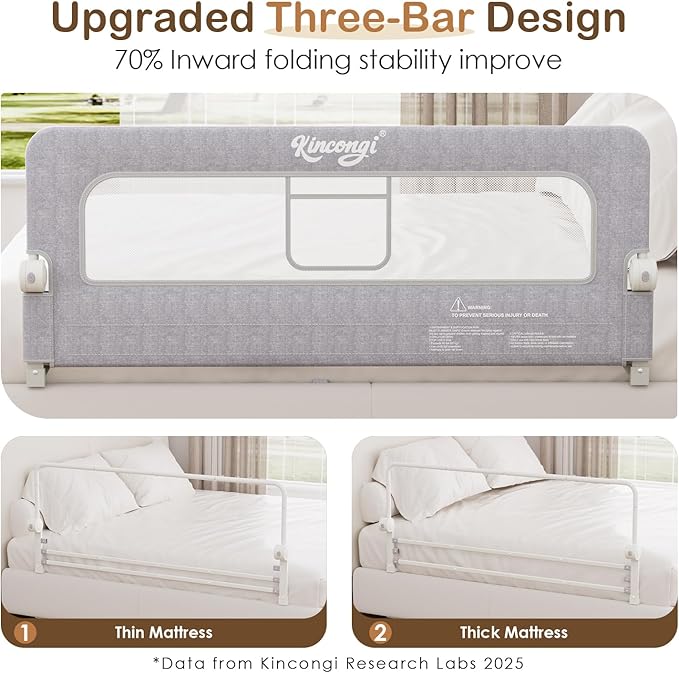 Bed Rail for Toddlers, 59 Inch Wider U-Shape Base Toddler Bed Rails, Swing Down Breathable Baby Bed Rail Guard for King, Queen, Full, Twin Bed Guard Rail for Toddlers