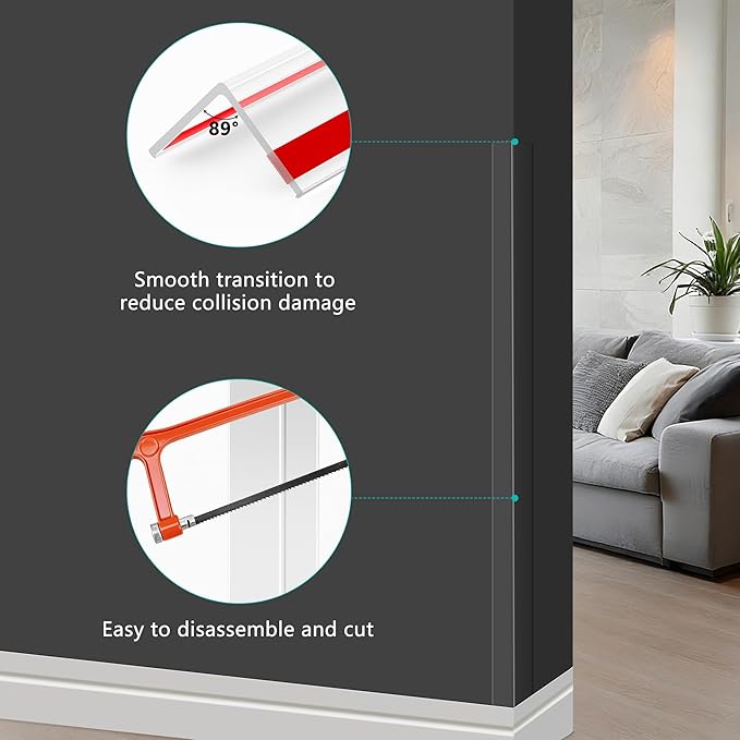 30x30mm Self Adhesive Corner Guard, 2pcs 39.4" Wall Corner Protector Strip, Flexible PVC Edge Trim, Peel and Stick Corner Protection for Furniture, Wall Edges & Table Corners