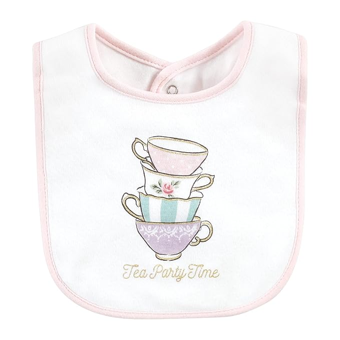 Hudson Baby Unisex Baby Cotton Bibs, Tea Party, One Size