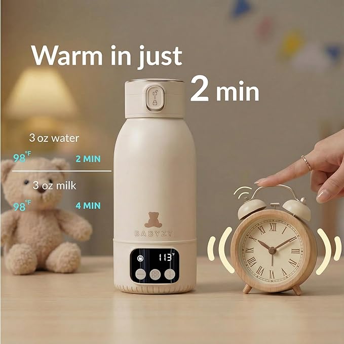 Portable Bottle Warmer 17oz – Baby Bottle Warmer for Breast Milk & Formula, Fast Heating with Smart Temperature Control, Long Battery Life, Cordless for Travel, Car & Outdoor Baby Feeding