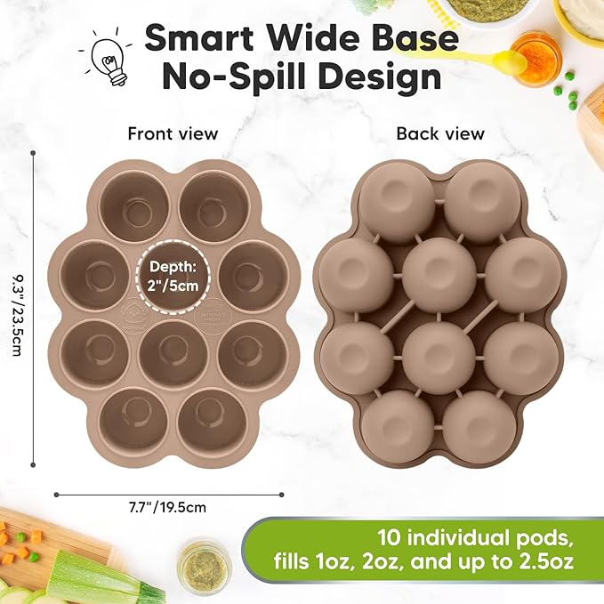 KeaBabies 12-Pack Baby Food Glass Containers and Silicone Baby Food Freezer Tray with Clip-on Lid - 4 oz Leak-Proof, Microwavable, Storage Container, Silicone Freezer Molds