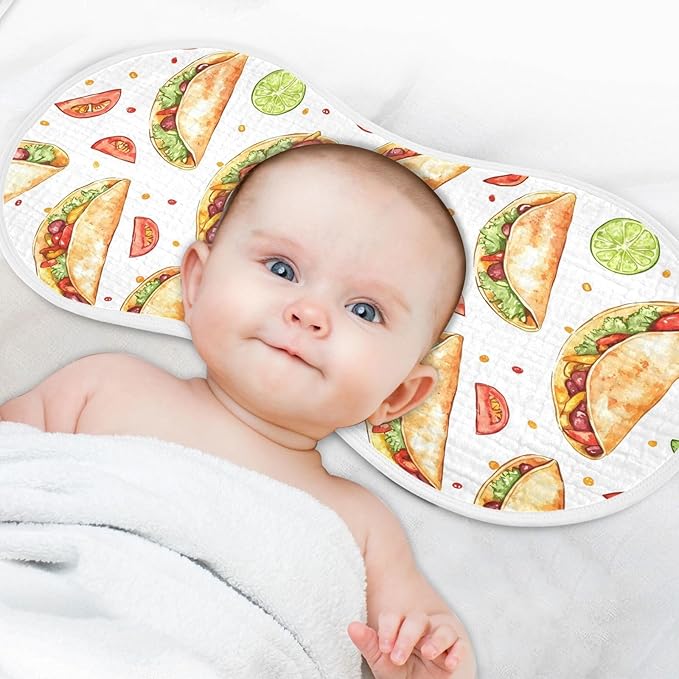 vvfelixl Cartoon Spicy Mexican Tacos Burp Cloths for Baby Boy Girls Baby Washcloths Burp Rags 1 Pack