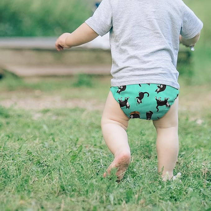WIRESTER Baby Cloth Diaper One Size Adjustable Washable Reusable Cloth Pocket Diaper for Baby - Black White Tuxedo Cat Playful Postures