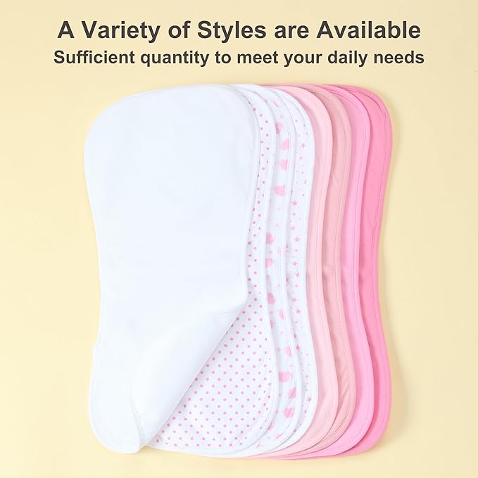 Waterproof Baby Burp Cloths 8-Pack - 4-Layer Super Absorbent Fabric, Extra Soft Plush Spit Up Rags for Newborns Infants, Unisex for Baby Boy Girl, Milk Spit Up Infant Towels