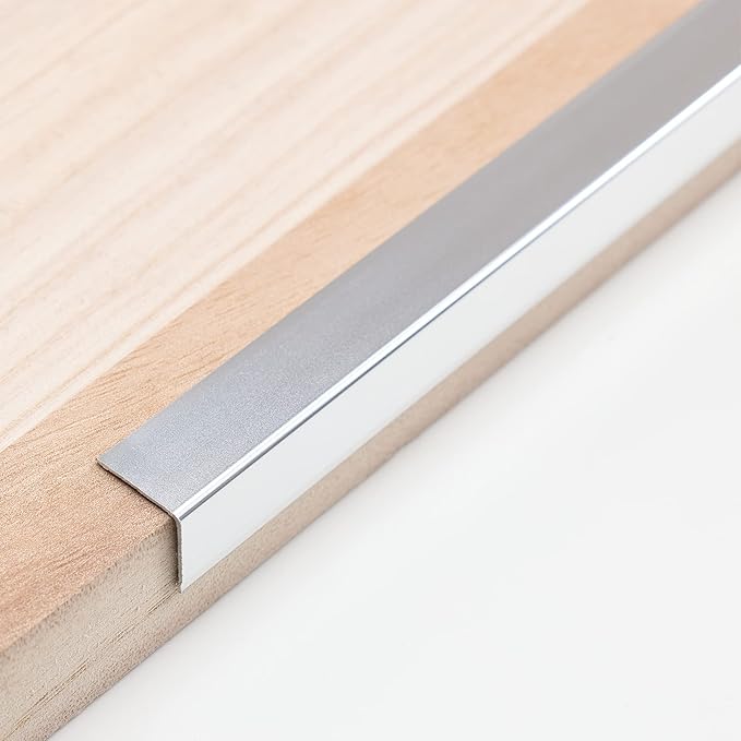 Trimold Matte Silver Aluminum Peel and Stick L Molding Corner Guards with 90° Angle for Wall Door Frame Cabinet Baseboard Protection and Decoration, 51.2in x 0.8in (3Pcs)