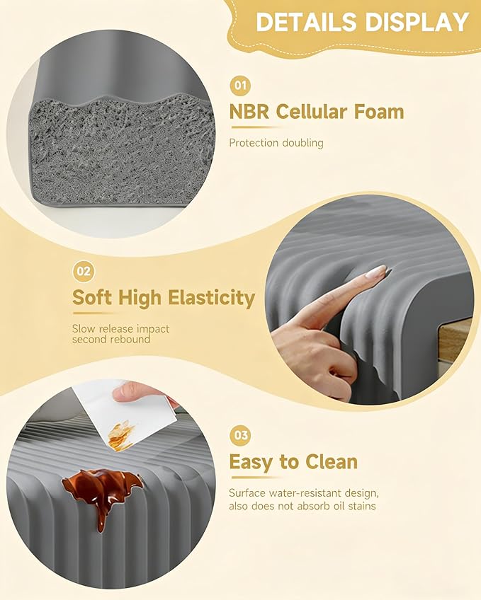11.8''W Extra-Wide Edge Protector, 6.56FT 0.79''Th Baby Proofing Corner Guards, Safety Furniture Bumper, Pre-Taped, Thick Soft Rubber Foam Padding for Fireplace Table Stair Cabinet (Grey)