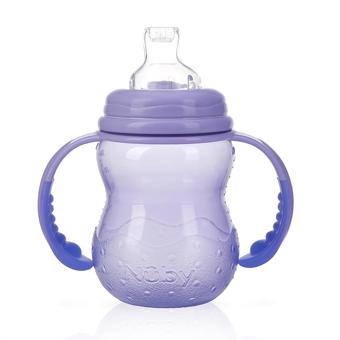 Nuby Non-Drip 3-Stage Wide Neck Bottle to Cup, 8 Ounce, Pack of 1 Cup, Colors May Vary