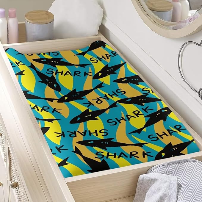 Shark Baby Changing Pad Cover Lightweight Soft Diaper Changing Cover Stretchy Breathable Waterproof Nursery Pad Change Cover Infant/Toddler