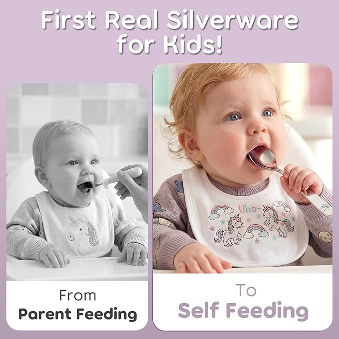 Lehoo Castle Toddler Utensils 6-Piece | Kids Stainless Steel Silverware Set, Toddler Spoons and Forks Knife Set, Children Safe Flatware for Self Feeding (Unicorn)