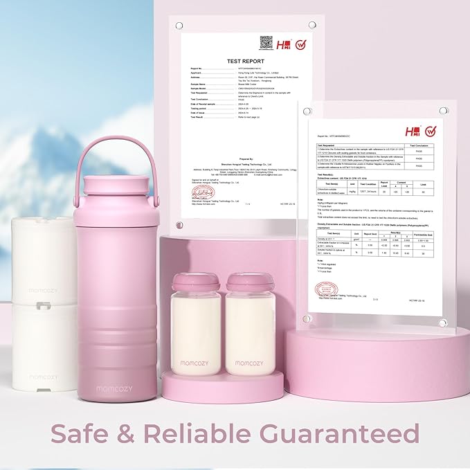 Momcozy 22oz Portable Breast Milk Cooler for Outdoor, Life Saver with 360° Total Cooling for 24 Hours, Larger Capacity Travel Breastmilk Chiller with 2pcs Baby Bottles for Breastmilk Storage