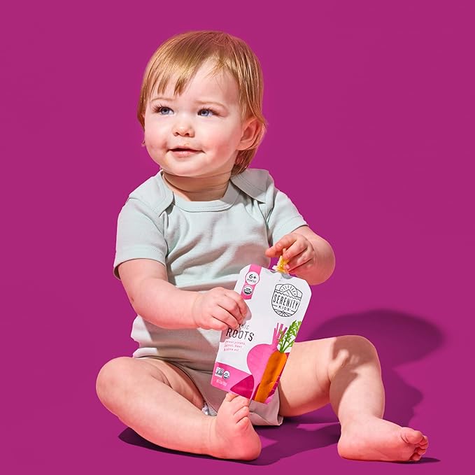 Serenity Kids 6+ Months Veggie Puree Baby Food Pouches - USDA Organic Baby Food - 100% Veggies Pouches for Toddlers - No Added Sugar Healthy Toddler Snacks - 3.5 Oz, Pack of 12