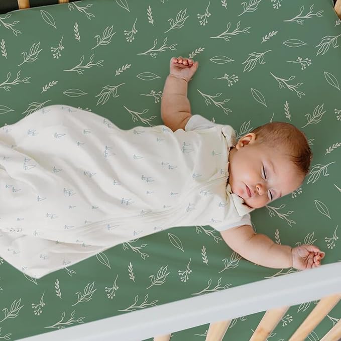 BROLEX Baby Fitted Crib Sheets: Kid Crib Sheets - Set of 2 for Toddler Standard Size Crib Mattress for Boys and Girls - Jersey Knit Crib Bed Sheets Sika Deer&Foliage