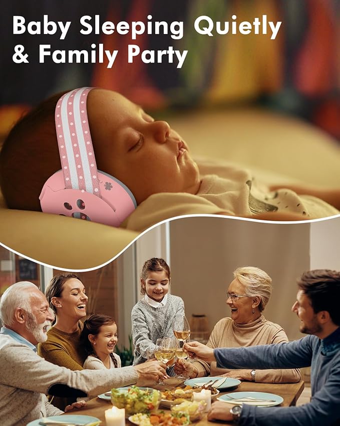 Baby Ear Muffs Noise Protection, 25dB Noise Cancelling Headphones for Infants Toddlers 0-36 Months Airplane Travel Essentials