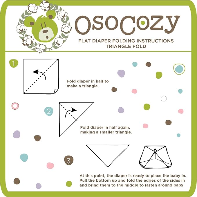 OsoCozy - Organic Flat Cloth Diapers (Dozen) - 27 x 30.5 - One-Layer Nappies Made of Soft, Durable 100% Birdseye Cotton - The Best Organic Diapers - Sold by the Dozen.