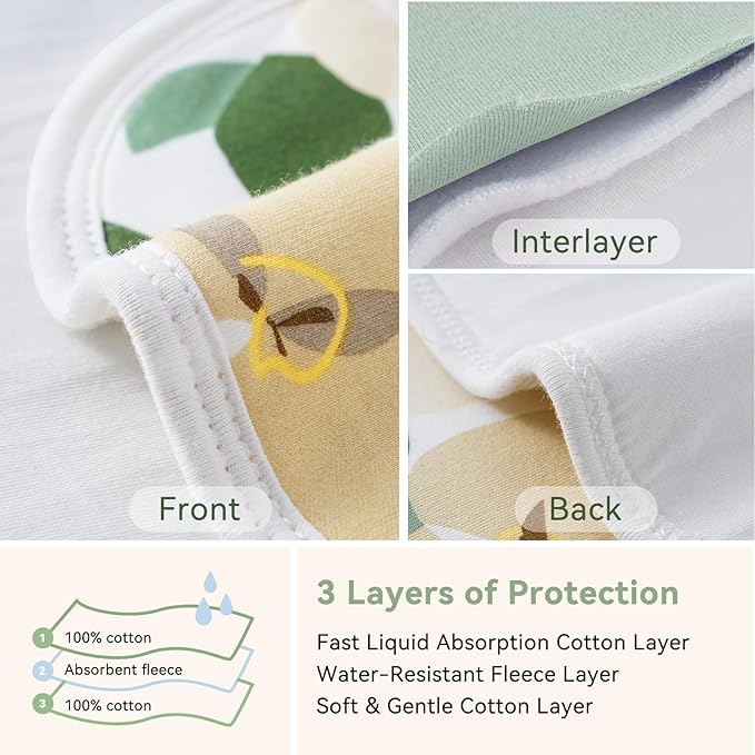 Yoofoss Baby Burp Cloths 100% Organic Cotton 5 Pack Burping Cloths for Babies Boys Girls Large 21''X10'' Extra Soft and Absorbent Leaf