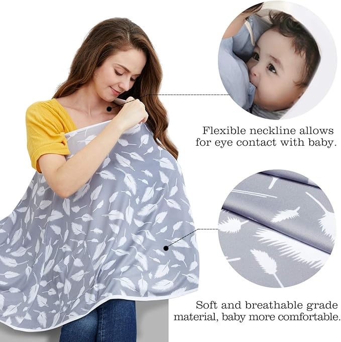 Baby Nursing Cover & Nursing Poncho - Multi Use Cover for Baby Car Seat Canopy, Shopping Cart Cover, Stroller Cover