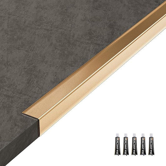 Metal Wall Corner Protector, Aluminum Corner Guards, Décor for Edge of Door Window Table Furniture Cabinets Fireplaces Tile Trim Edging, Size 35.5" L x 0.75" W (5 Pack,Gold)