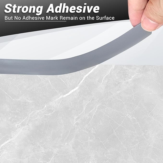 Tile Edge Trim, Flexible L-Shaped Rubber Corner Trim, Peel & Stick Edging Trim for Tile & Wall Edges, Grey, 20Ft, Rubber EPDM Material