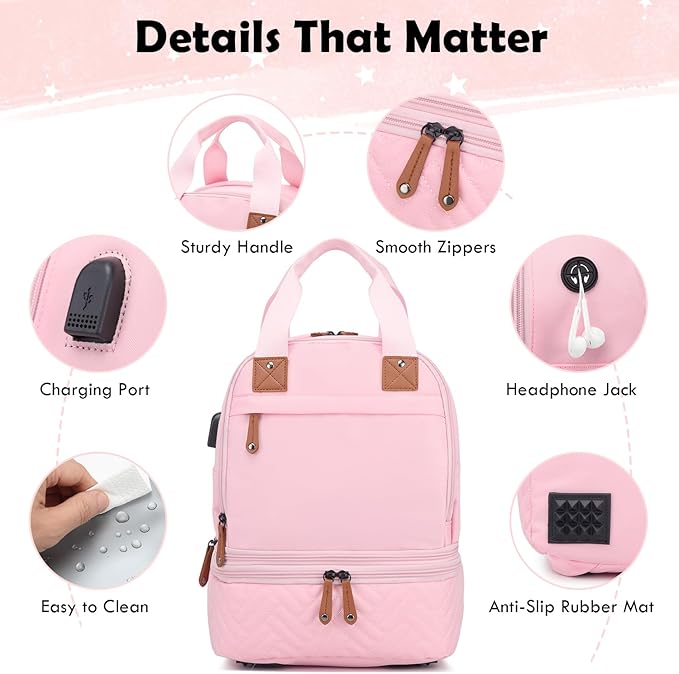 Breast Pump Bag for Spectra S1/S2 - Spectra Pump Bag with Ice Pack & Waterproof Mat, Portable Breast Milk Cooler Case for Work, Travel and Family Use, Pink