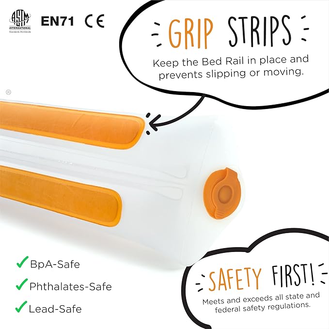The Shrunks Convertible Inflatable Crib Bed Rail Bumper for Toddlers, Toddler Beds, Twin, Full, Queen, King Size Beds | Portable Bed Rail for Travel or Home | Bed Guard Rail for Kids | 2 Mini Rails