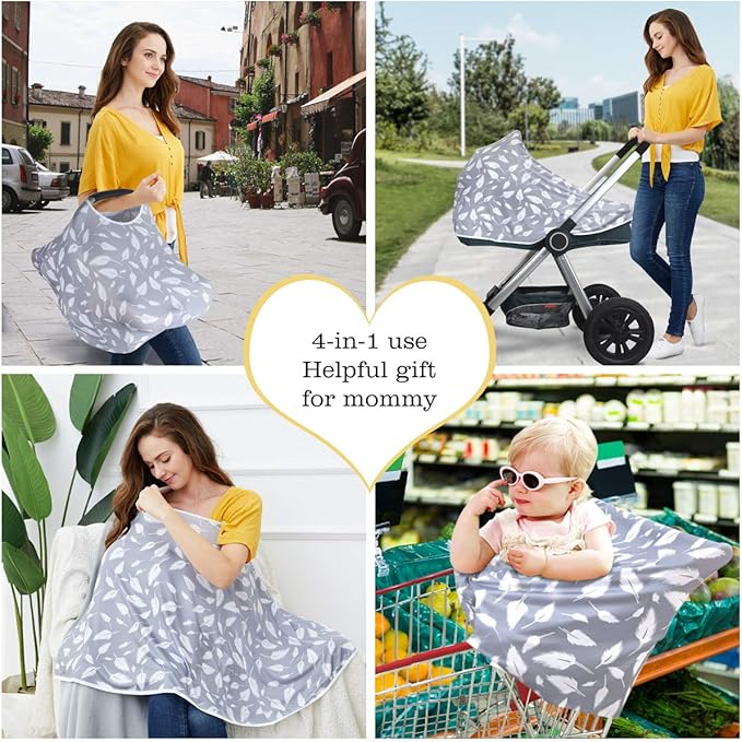 Baby Nursing Cover & Nursing Poncho - Multi Use Cover for Baby Car Seat Canopy, Shopping Cart Cover, Stroller Cover
