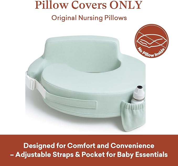 Nursing Pillow Cover 2-Pack, Fits Wrap-Around U-Shaped Nursing Support Pillows (22 x 16 x 5 in), Soft & Breathable, Easy On/Off – Covers Only