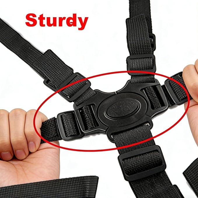 5 Point Harness Seat Belt for Kids,High Chair Straps Adjustable Harness Strap Belt Strap Belt Kit Shoulder Strap Belts Replacement for High Chair Belt(Black)