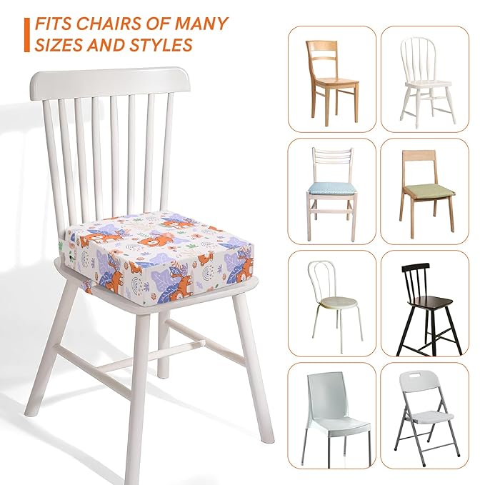 Booster Seat for Kitchen Chair - Strong Support Toddler Booster Seat for Dining Table, Portable Booster Chair with Adjustable Elasticity Straps for Toddlers Eating Travel Home