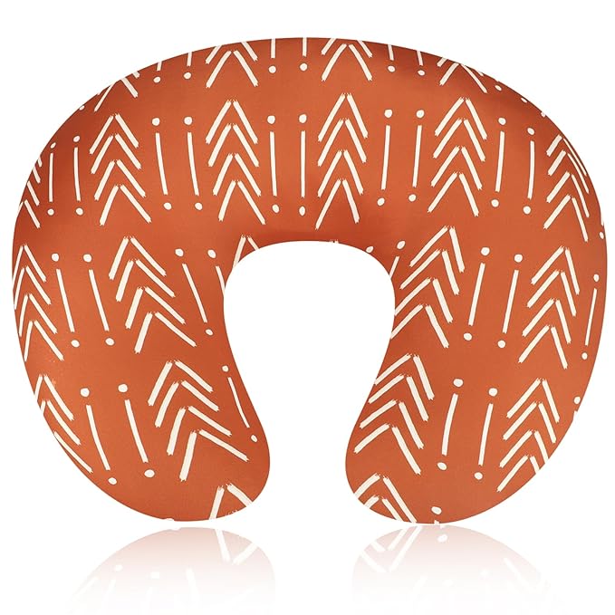 Baby Nursing Pillow Cover, Breastfeeding Pillow Cover Boys Girls, Nursing Pillow Case for Newborn, Soft Fabric Fits Snug On Infant, Washable and Breathable, Vintage Orange