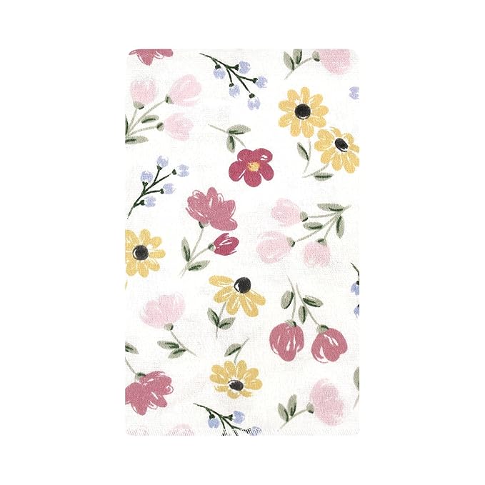 Hudson Baby Unisex Baby Cotton Flannel Burp Cloths, Soft Painted Floral 10 Pack, One Size