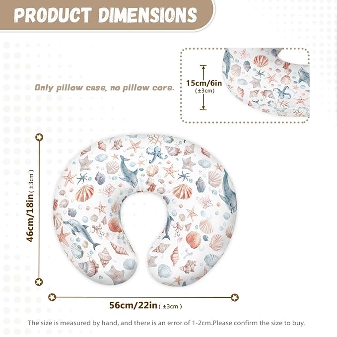 Dolphin Starfish Baby Fashion Nursing Pillow Cover Baby Breastfeeding Slipcover Newborn Safety and Comfy Cover for Daily Life, 1 Pack