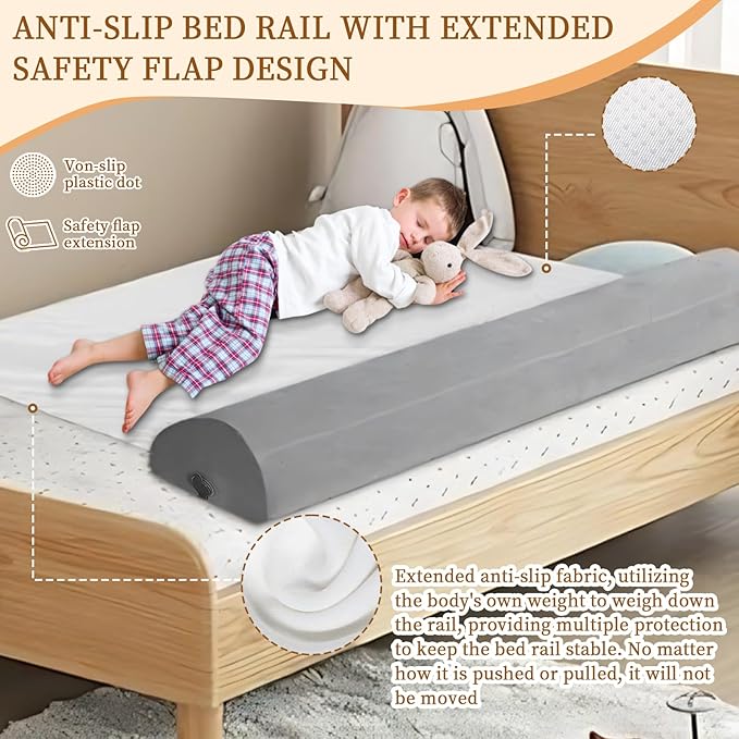 Inflatable Bed Bumpers for Toddlers 2 Pack, Non-Slip Bed Bumper with Machine-Washable Cover, Travel Bed Rail for Kids for King, Queen, Twin, Portable Inflatable Toddler Bed for Hotel, Vacation