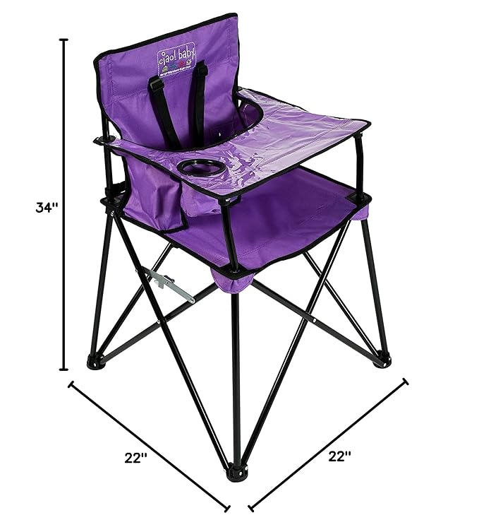 ciao! baby Portable High Chair for Travel, Fold Up High Chair with Tray, Purple
