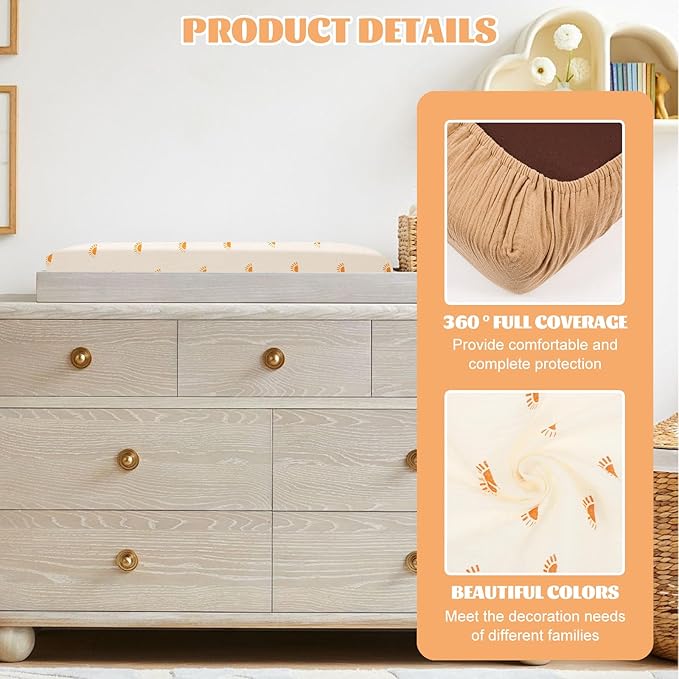 2 Pcs Changing Pad Cover, Soft Changing Pad Sheets, Changing Table Pad Cover, Cotton Fitted Diaper Changing Table Cover Set, Baby Diaper Change Table Pad Covers, 32x16x3.15in (Style 2)
