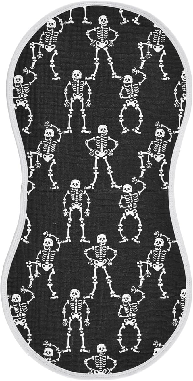 vvfelixl Halloween Skeletons Burp Cloths for Baby Boy Girls Baby Washcloths Burp Rags 1 Pack