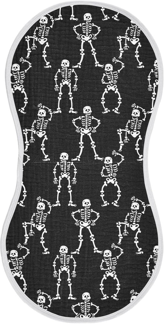 vvfelixl Baby Burp Cloths Halloween Skeletons Baby Newborn Cotton Burping Cloths Set Baby Washcloths 4 Pack