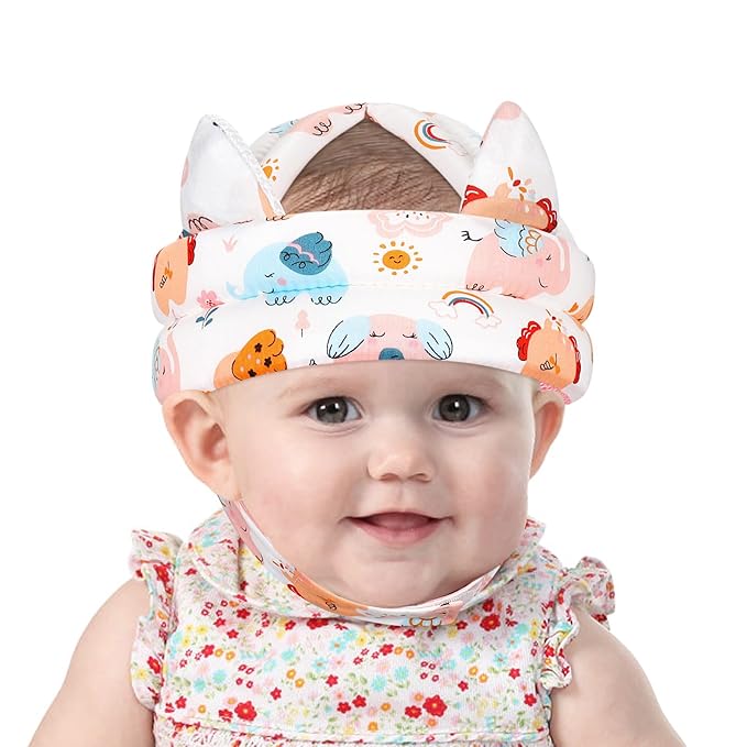 Accmor Baby Head Protector for Crawling Walking, Cute Baby Helmet Adjustable No Bumps Infant Safety Cap, Breathable Protective Kid Headguard Soft Cushion Anti-Collision Helmets for 6m-24m (Elephant)