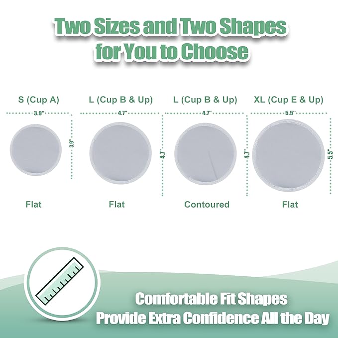 wegreeco Nursing Breast Pads (14 Pack) + Laundry Bag & Travel Storage Bag, 4.7 inch Option - Washable & Reusable Breastfeeding Nursing Pads (Grey, Large, Plain Shape)