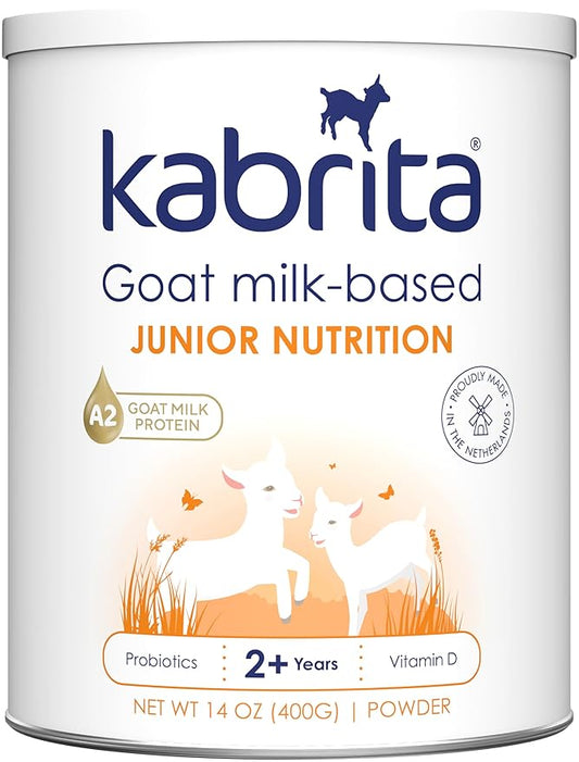Kabrita Junior Goat Milk Powder for Kids - Easy to Digest Powdered Goat Milk Ages 2-7 - Immunity Boosting Containing Vitamin C, D, E, Protein & Calcium - Non-GMO Gentle on Sensitive Tummies - 14Oz