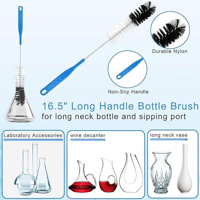 13Pcs Glass Cleaning Kit Tube Pipe Cleaners Straw Cleaner Brush - Reusable Handles Extra Long Bottle Brush & for Glass Water Stanley Mugs (40,30,20 oz), for Sippy Cup, Water Bottle, Tubes Drains