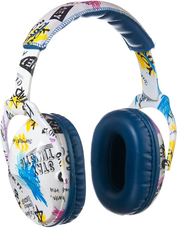 Kids Hearing Protection,25dB NRR Noise Reduction,Sound Proof for Kids,Toddler,Safety Earmuffs for Concert,Airplane,Autism,Monster Jam,Travel,School- Blue Graffiti