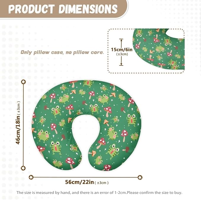 Nursing Pillow Cover Frog Mushroom Quick-Dry Fabric Fits The Original Support Pillow for Breastfeeding and Bottle Feeding Stretchy Nursing Pillow Cover