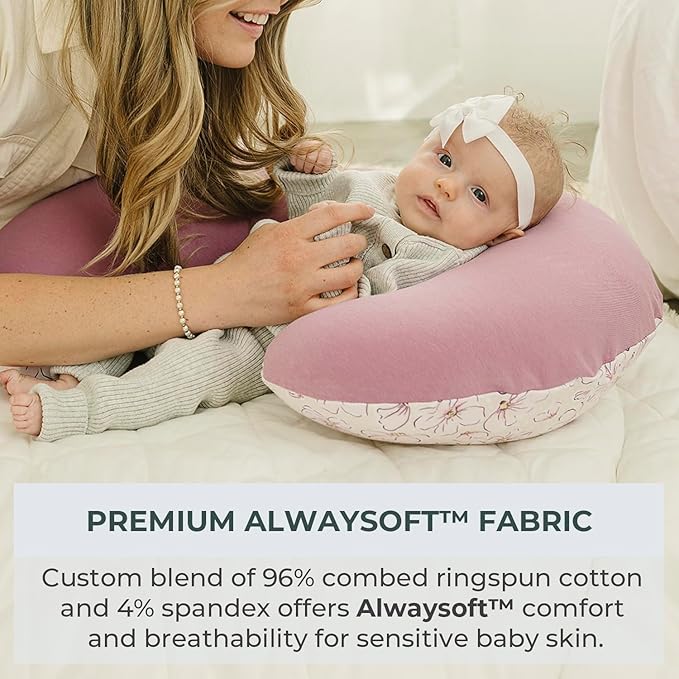 Pobibaby 1-Pack Premium Nursing Pillow Cover - Ultra Soft & Stretchy 96% Cotton, Breastfeeding Pillow Cover for Baby Boys and Girls (Blossom)
