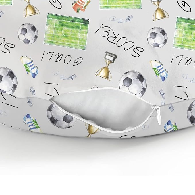 Watercolor Soccer Game Baby Nursing Pillow Covers for Boy Girl Fun Soccer Lovers Nursing Pillow Slipcovers for Breastfeeding Pillows Baby Sports Soft Stretchy Removable Covers for Newborn Infant Gray