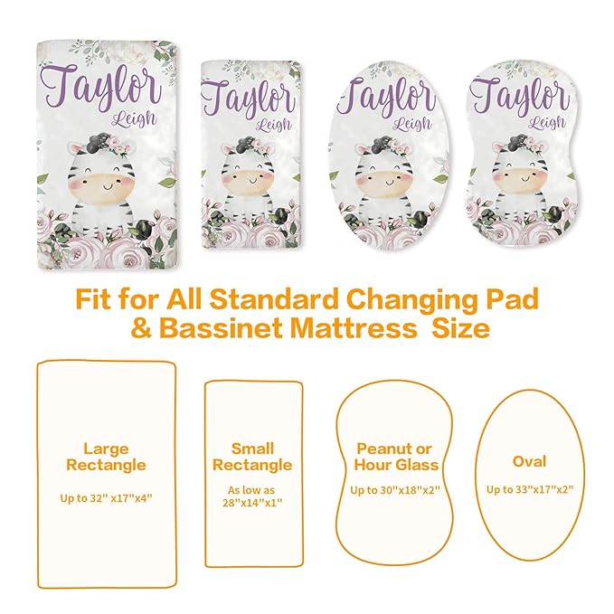 Custom Changing Pad Cover Set - Jersey Knit Comfy CozyUltra Soft Unisex Diaper Changing Table Covers with Personalized Name for Baby Boys Girls - Waterproof Ultra Soft 4 Pcs Set Style03