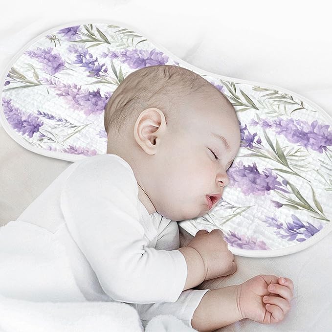 1Pc Purple Lavender Flower Burp Cloth,Unisex Large Absorbent Soft Cotton Muslin Burping Cloths for Newborn Boys Girls,11x22in,A110334