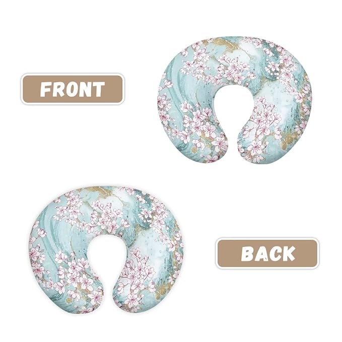 Cherry Blossom Marble Nursing Pillow Cover Slipcover Comfortable Maternity Breastfeeding Newborn Infant Feeding Cushion Cover Machine Wash & Quick Dry