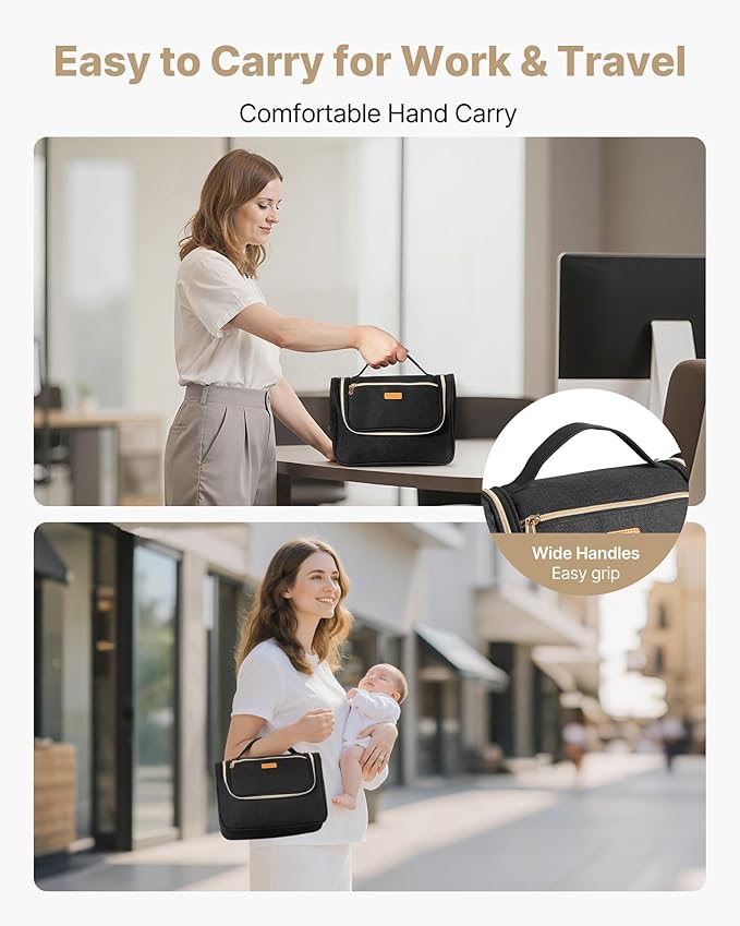 VEVOR Wearable Breast Pump Bag, Breast Feeding Bag with Waterproof Mat, Compatible with Momcozy, Medela & Elvie Pumps, Portable Pump Carrying Case for Work, Travel and Family Use, Black