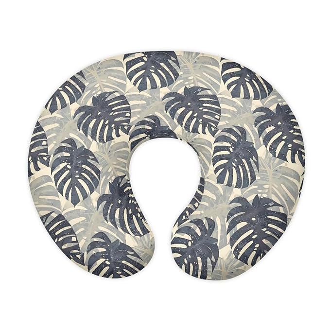 Monstera Leaf Pillowcase for Nursing, Tropical Leaves Soft Breastfeeding Nursing Pillows Cover, Hawaii Style Stretchy Feeding Pillow Case for Baby Girl and Boys