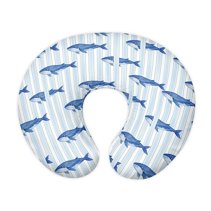 Jeiento Blue Shark Nursing Pillow Covers Soft Stretchy Nursing Covers for Breastfeeding Pillows Reversible Removable Slipcover for Baby Newborn